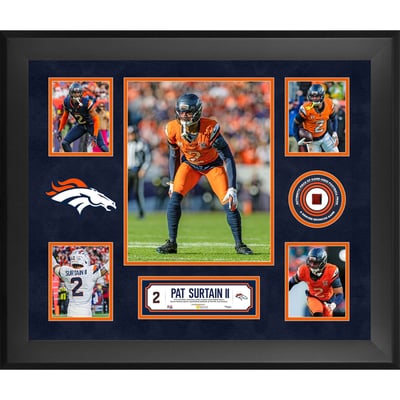 Patrick Surtain II Denver Broncos Fanatics Authentic Framed 20" x 24" 5-Photo Collage with a Piece of Game-Used Football - Limited Edition of 500