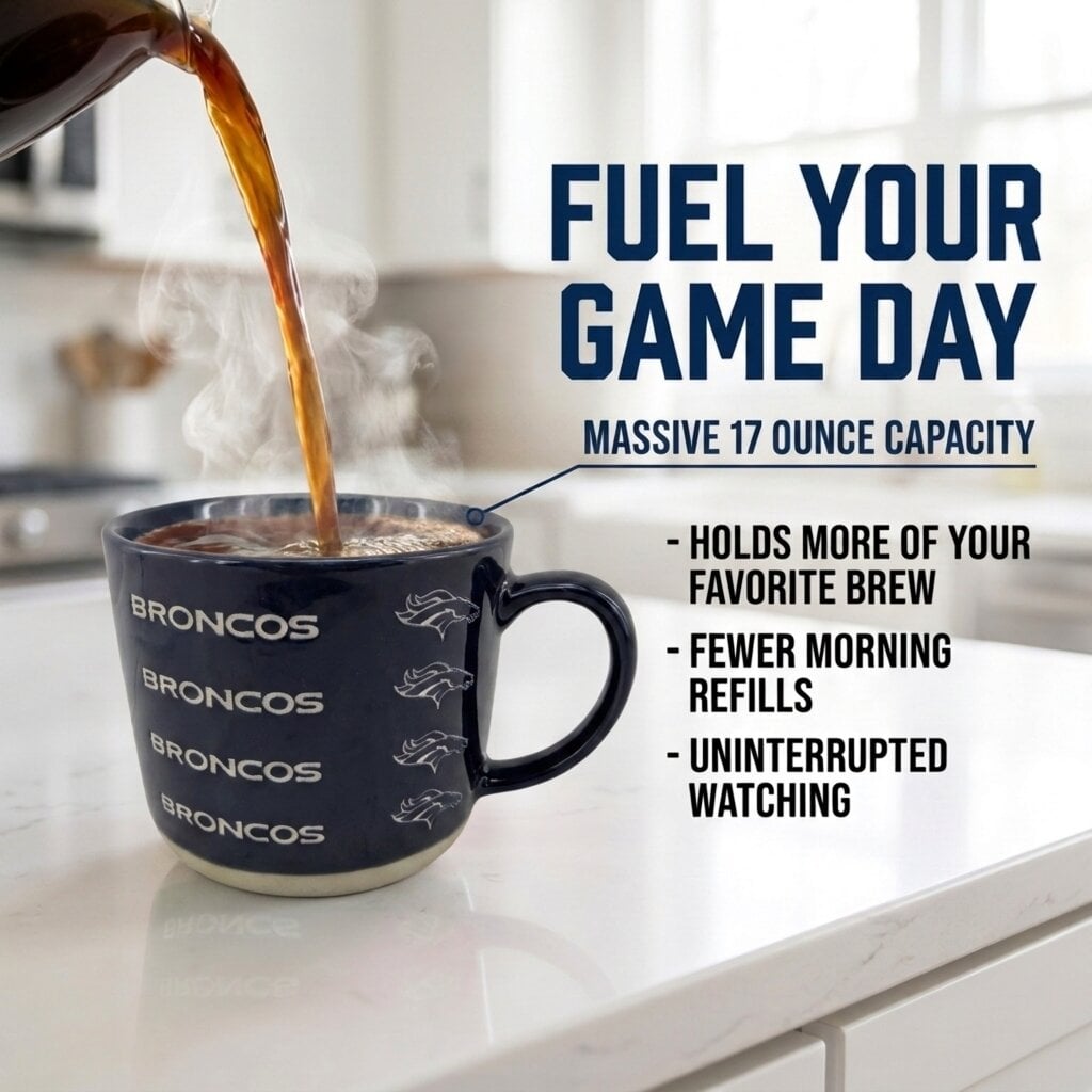 Mug Pegasus Denver Broncos 17 oz, logo ton sur ton, finition sablée