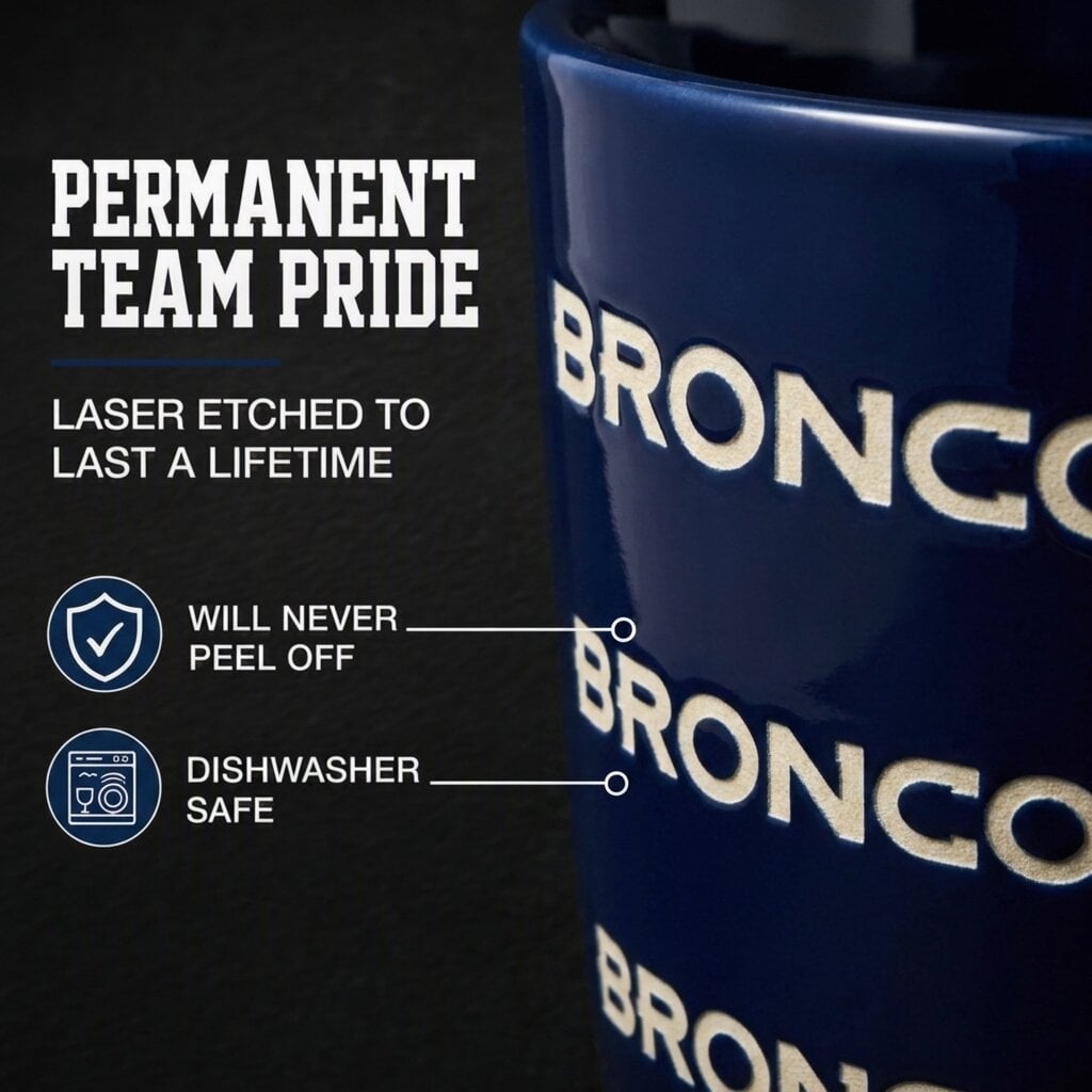 Mug Pegasus Denver Broncos 17 oz, logo ton sur ton, finition sablée