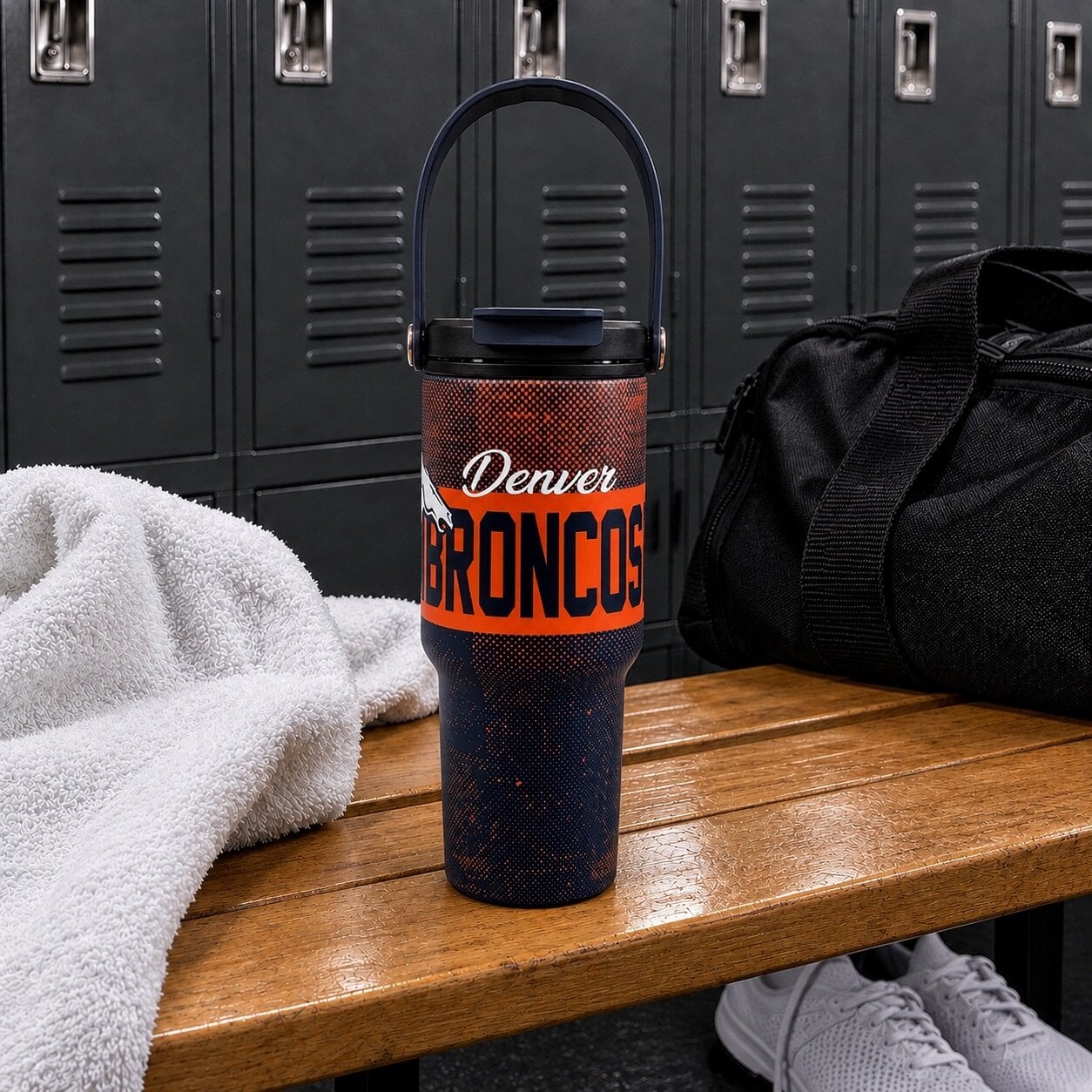 Pegasus Denver Broncos 24oz. Speckled Gradient Stainless Steel Dual Top Water Bottle