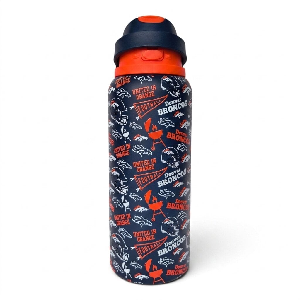 Gourde Pegasus Denver Broncos 32 oz, motif fanion de match, en acier inoxydable ProPress