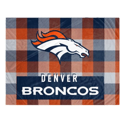 Denver Broncos Pegasus Fan-mily Bold Plaid Oversized 60" x 90" Ultra Cozy Blanket