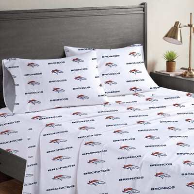 Denver Broncos Pegasus Four-Piece Queen Sheet Set
