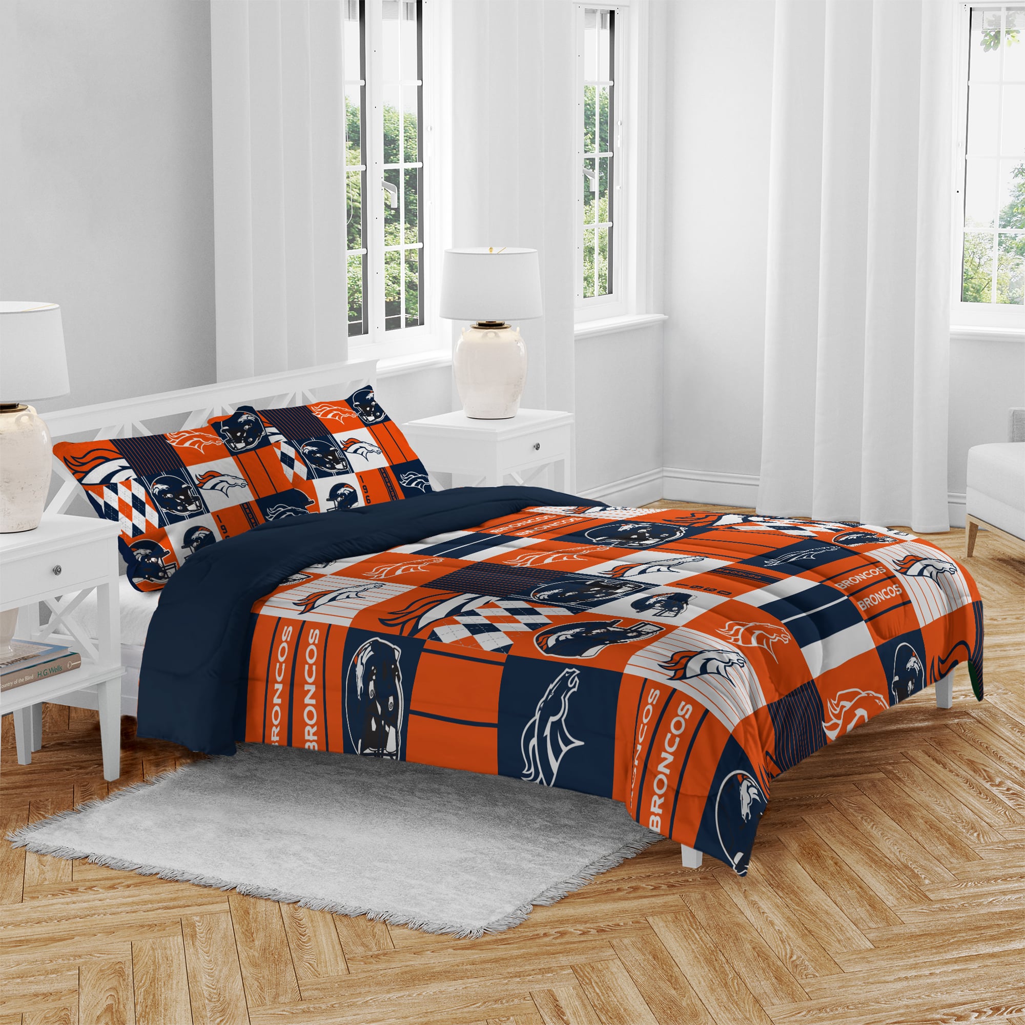 Ensemble de literie trois pièces Pegasus Denver Broncos Patchwork Plaid pour lit double/queen