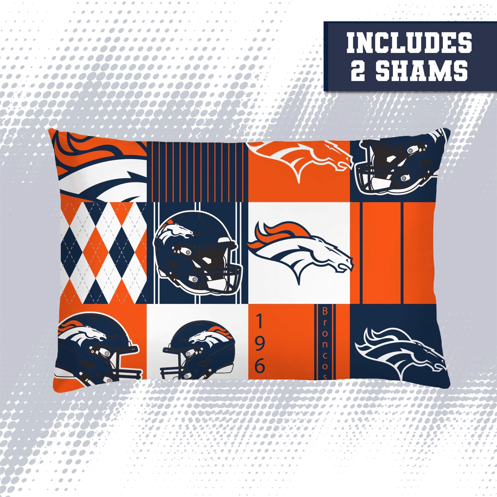 Ensemble de literie trois pièces Pegasus Denver Broncos Patchwork Plaid pour lit double/queen
