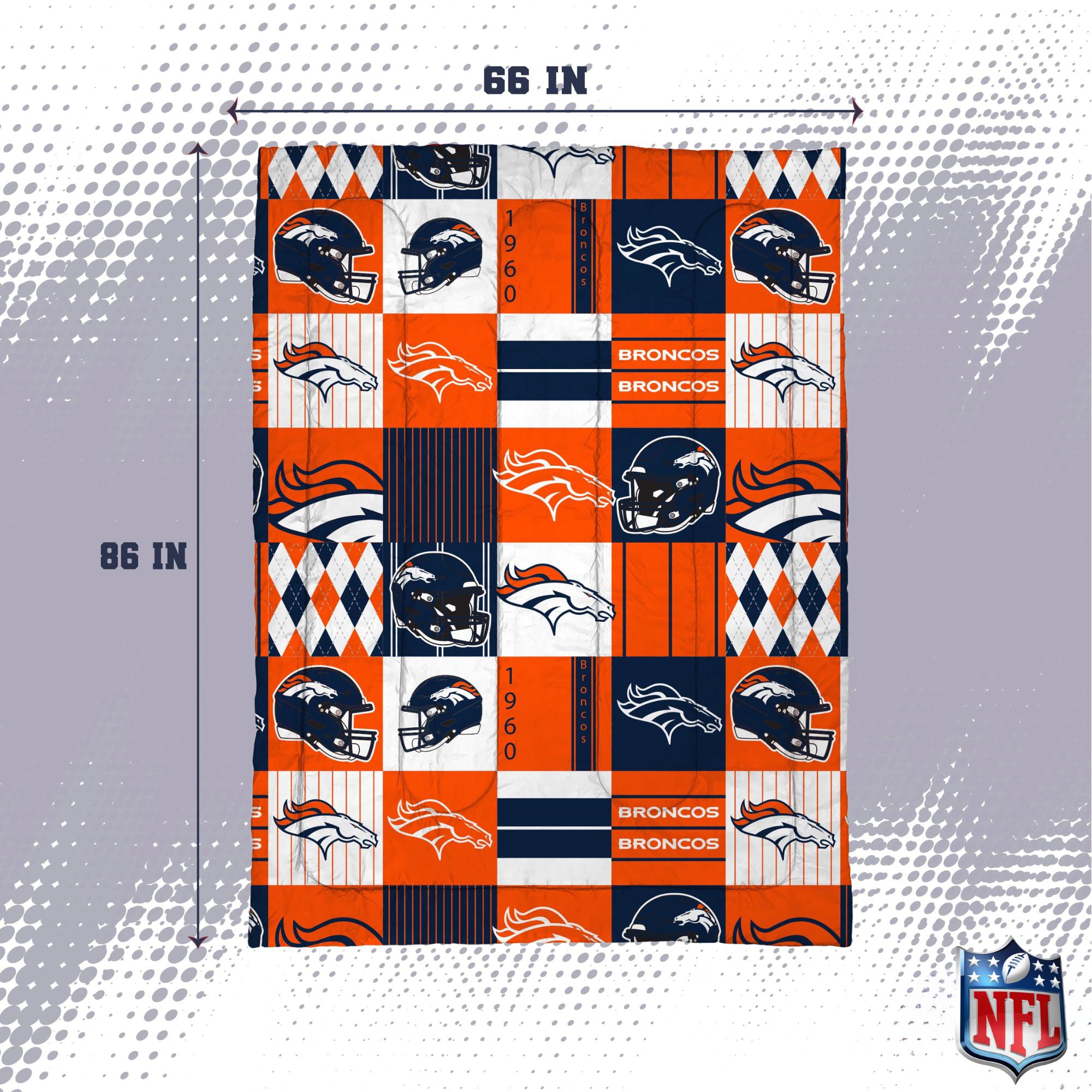 Ensemble de literie deux pièces Pegasus Denver Broncos Patchwork Plaid Twin/Twin XL