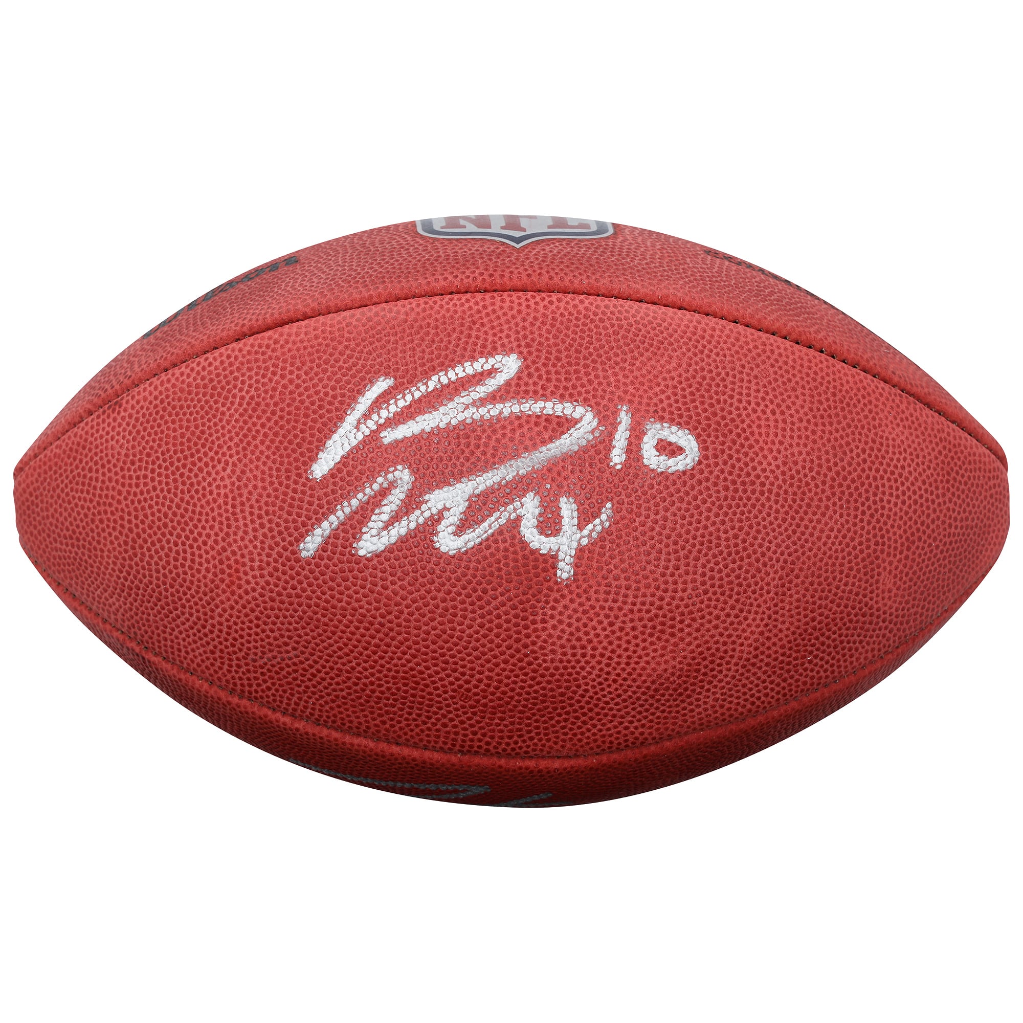 Ballon de football américain Duke en couleur, autographié par Peyton Manning et Bo Nix (Denver Broncos).