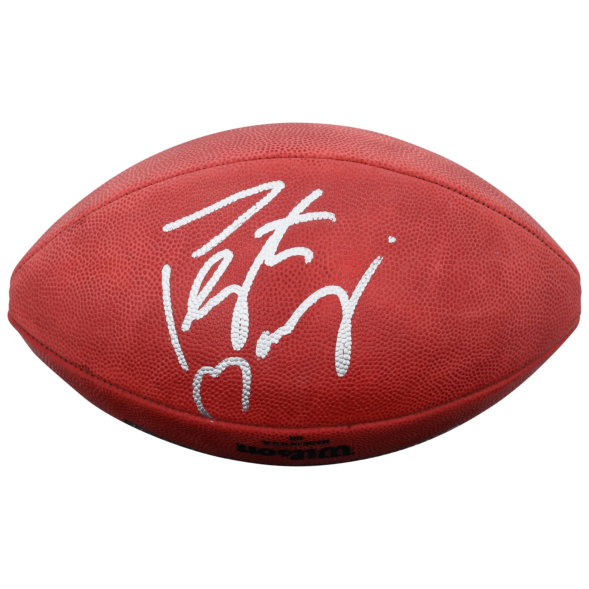 Ballon de football américain Duke en couleur, autographié par Peyton Manning et Bo Nix (Denver Broncos).