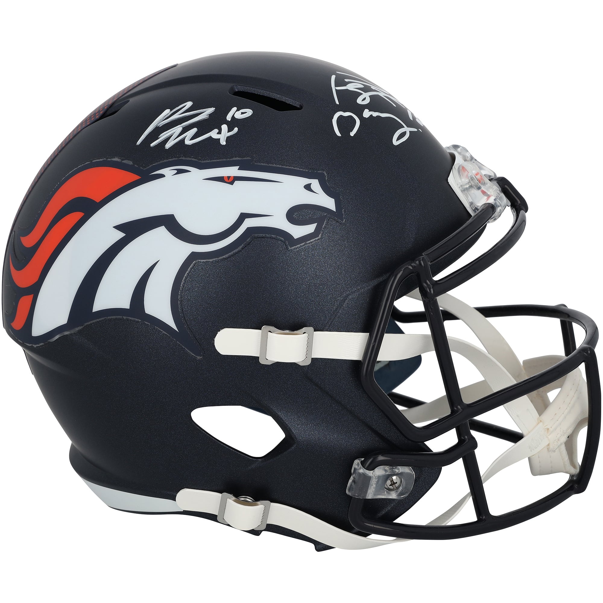 Casque réplique Riddell Speed ​​autographié par Peyton Manning et Bo Nix des Broncos de Denver