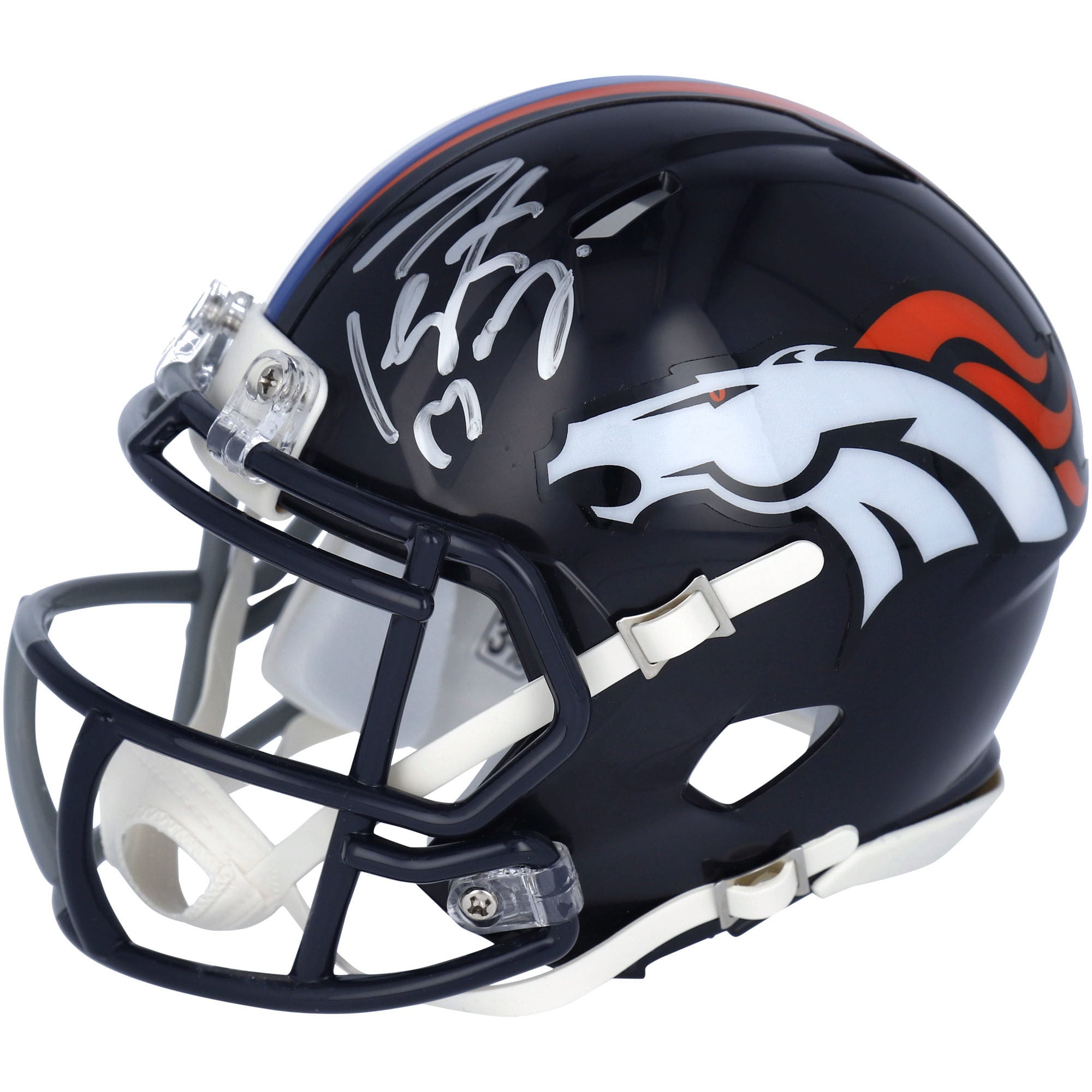 Casque miniature Riddell Half & Half Speed ​​autographié par Peyton Manning (Denver Broncos et Indianapolis Colts) - Signature côté Denver