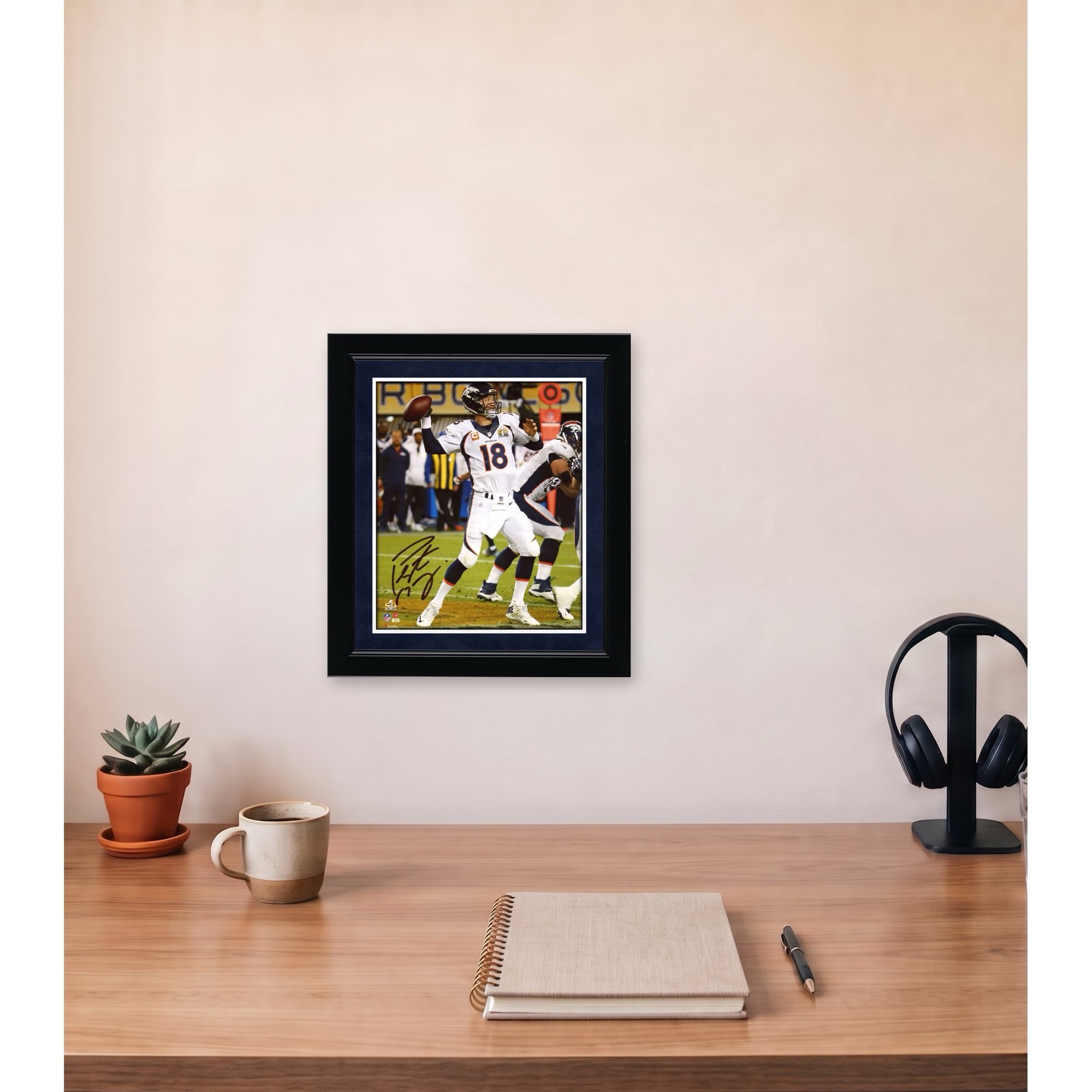 Peyton Manning Denver Broncos dédicacé 8" x 10" Super Bowl 50 Champions Action Photographie verticale