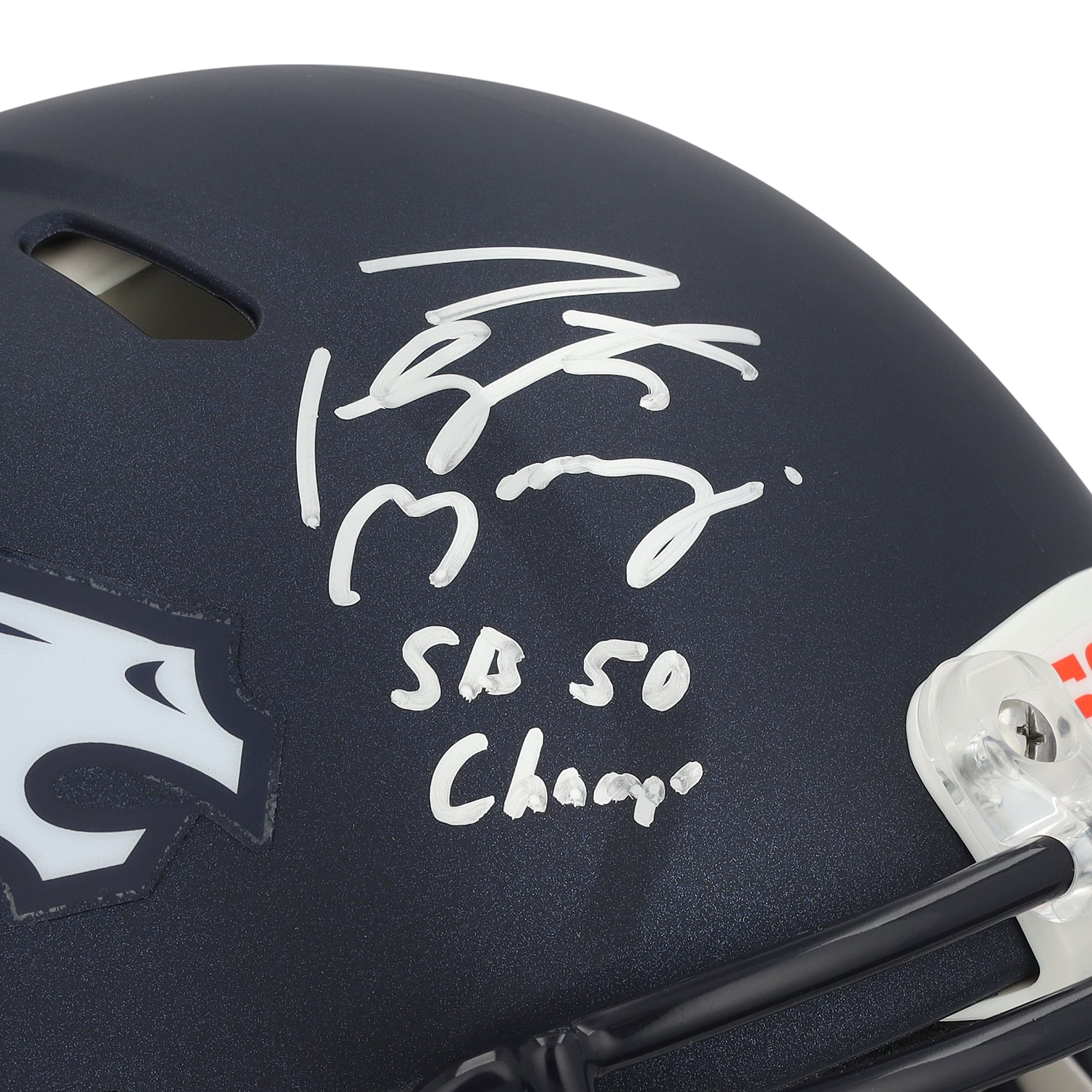 Casque Riddell Speed ​​Authentic 2024 autographié par Peyton Manning (Denver Broncos) avec inscription « SB50 Champ »