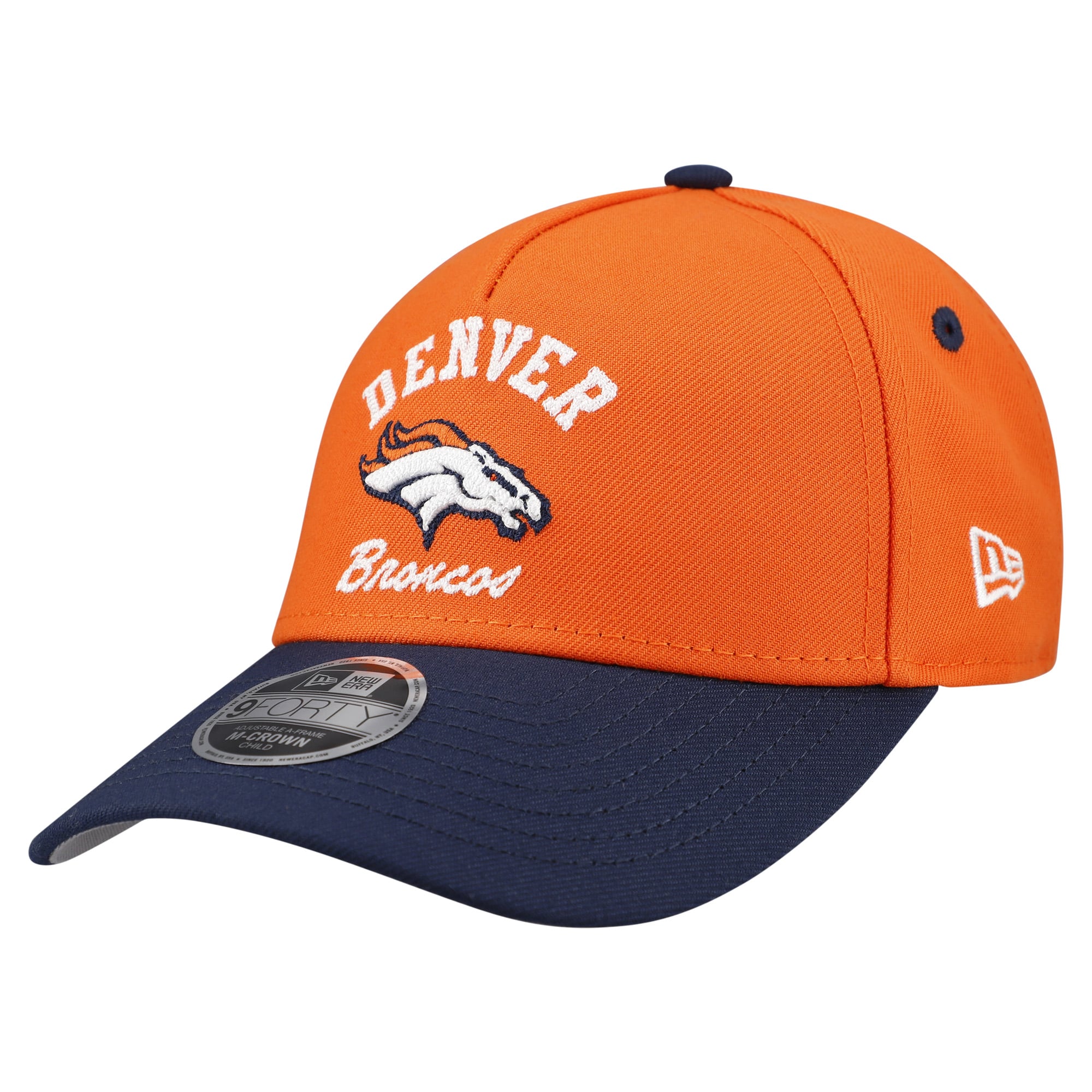 Casquette ajustable New Era orange Denver Broncos Arch 9FORTY A-Frame M-Crown pour enfants d'âge préscolaire