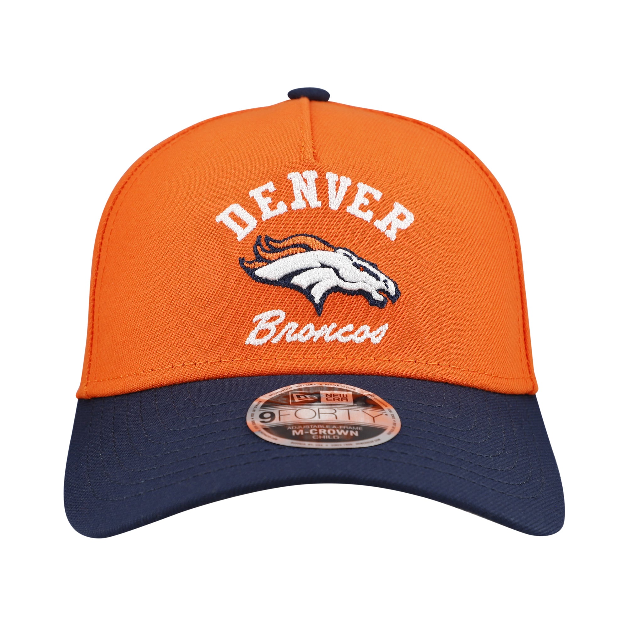 Casquette ajustable New Era orange Denver Broncos Arch 9FORTY A-Frame M-Crown pour enfants d'âge préscolaire