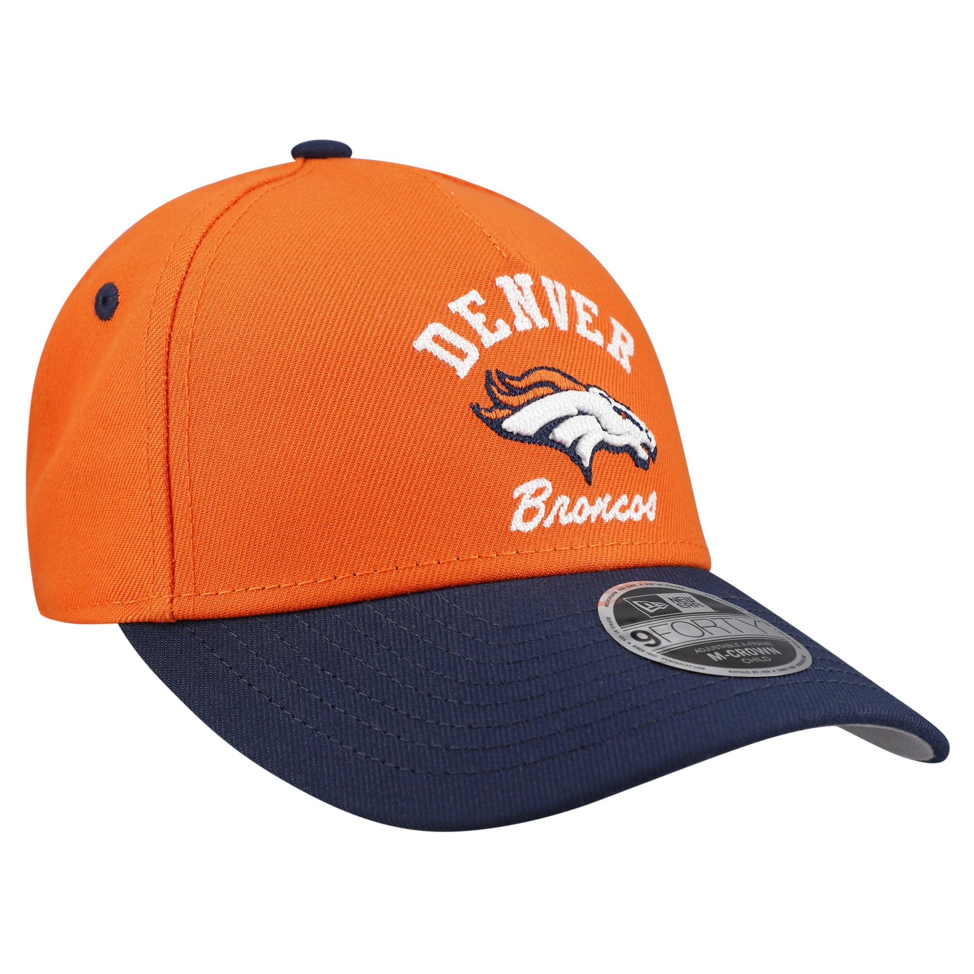 Casquette ajustable New Era orange Denver Broncos Arch 9FORTY A-Frame M-Crown pour enfants d'âge préscolaire