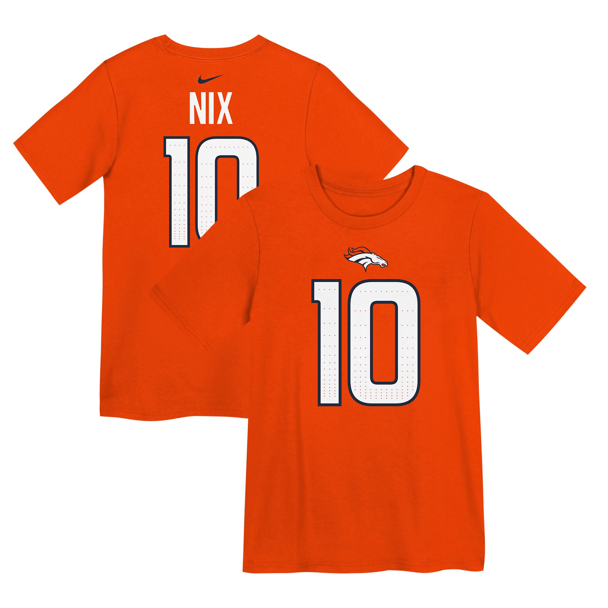 T-shirt Nike Bo Nix Orange Denver Broncos avec nom et numéro de joueur pour enfants d'âge préscolaire