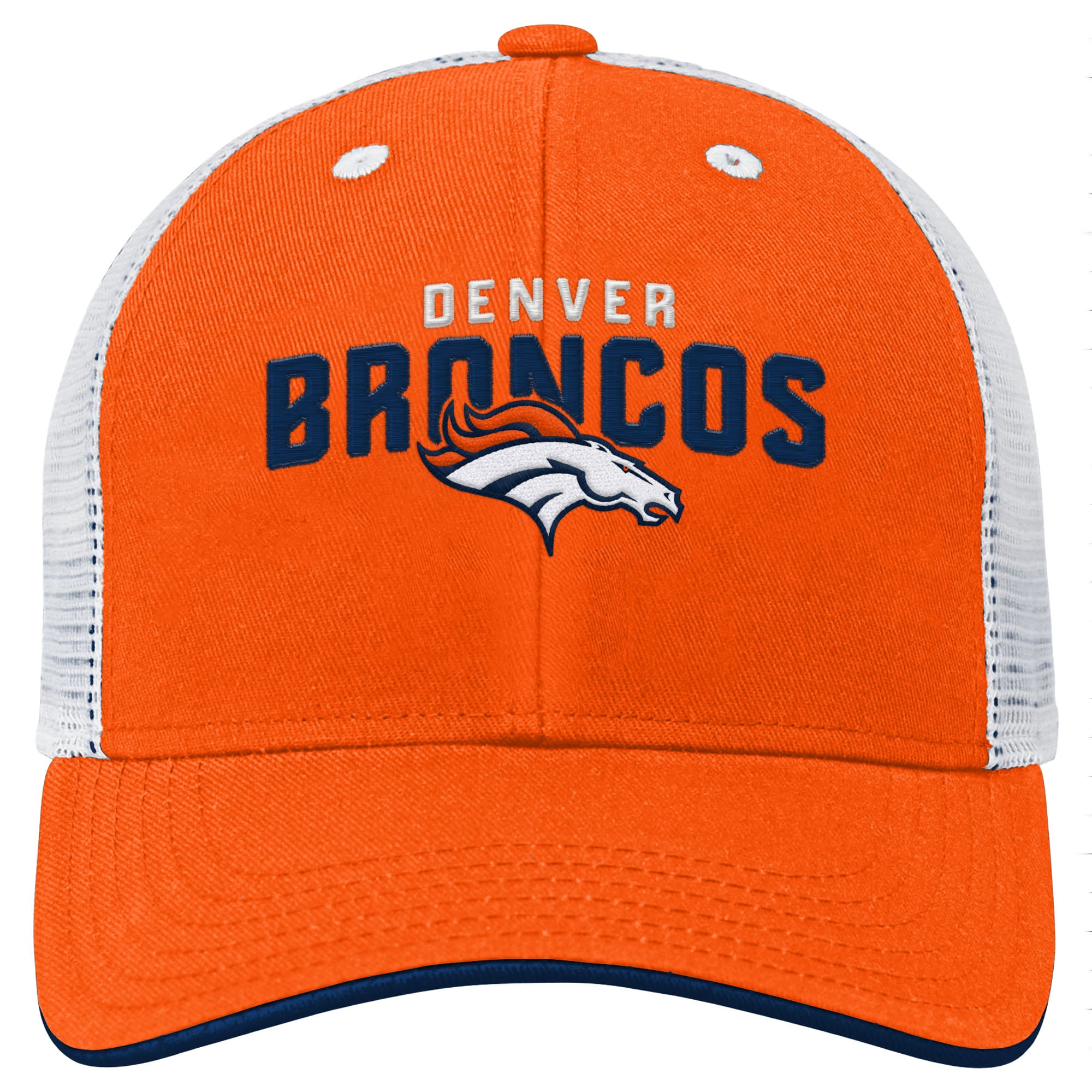 Casquette trucker ajustable Denver Broncos Core Lockup orange et blanche pour enfants d'âge préscolaire