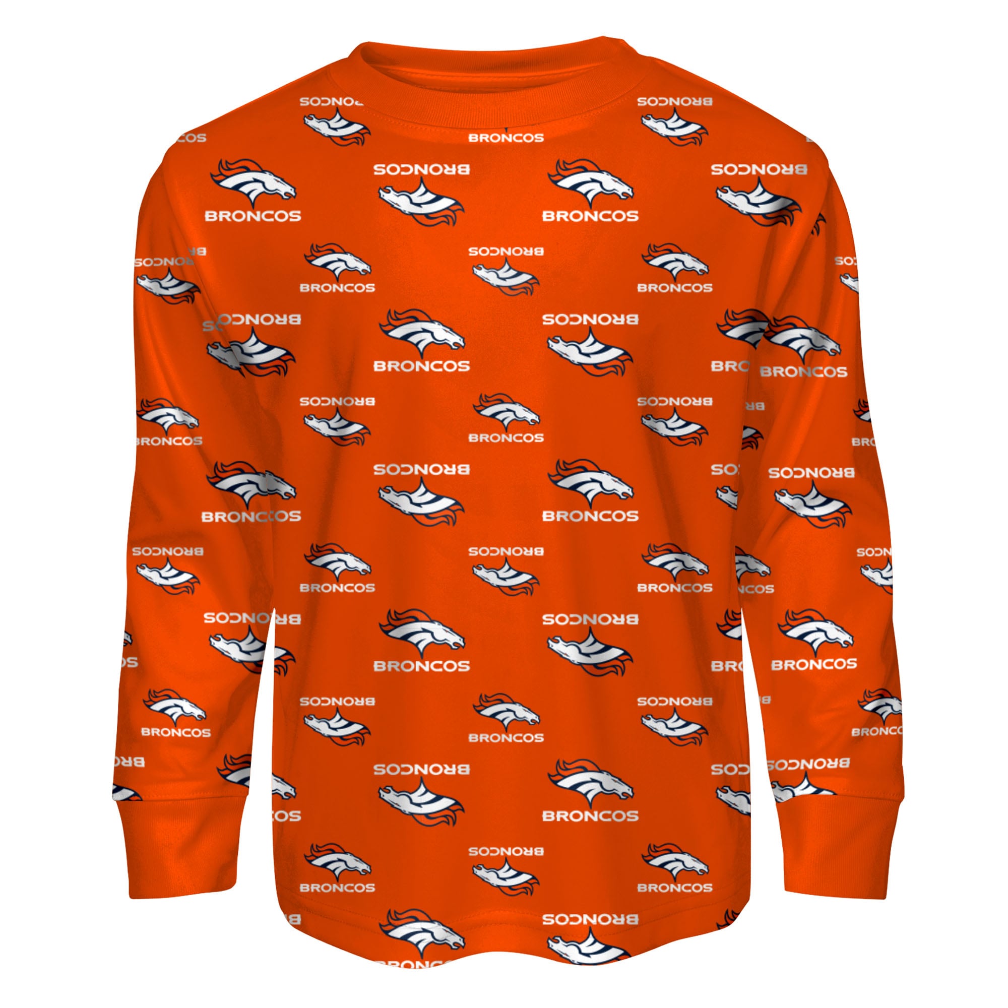 Ensemble de pyjama pour enfant Outerstuff Orange Denver Broncos, t-shirt à manches longues et pantalon imprimé intégral