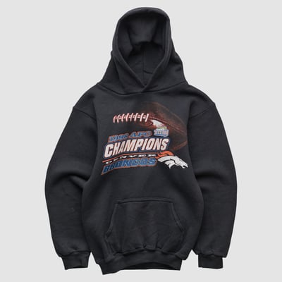 Super Bowl XXXIII 1998 Hooded Pullover Sweatshirt - Black - Yth XS by Fanatics Real Vintage
