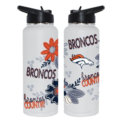 Denver Broncos The Memory Company 34oz. Flowers Stainless Steel Quencher Bottle