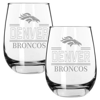 Denver Broncos The Memory Company Two-Piece 15oz. Classic Crew Stemless Wine Glass Set