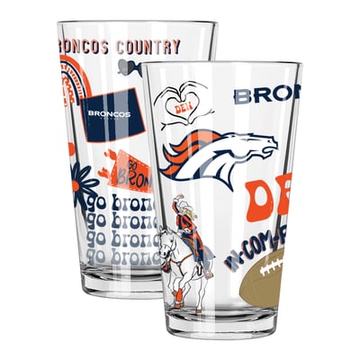 Denver Broncos The Memory Company Two-Piece 16oz. Loco Pint Glass Set