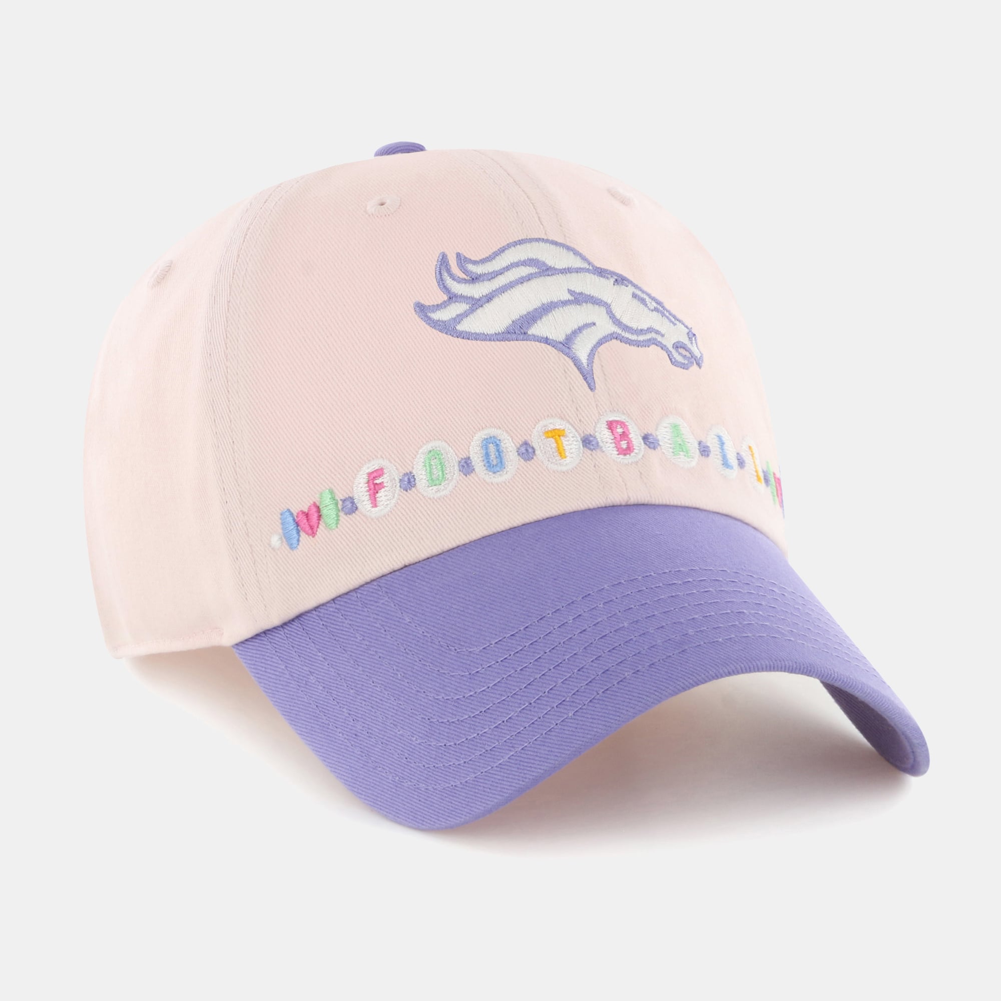 Chapeau ajustable Denver Broncos Friendship Clean Up pour tout-petit, rose clair/violet clair, numéro 47