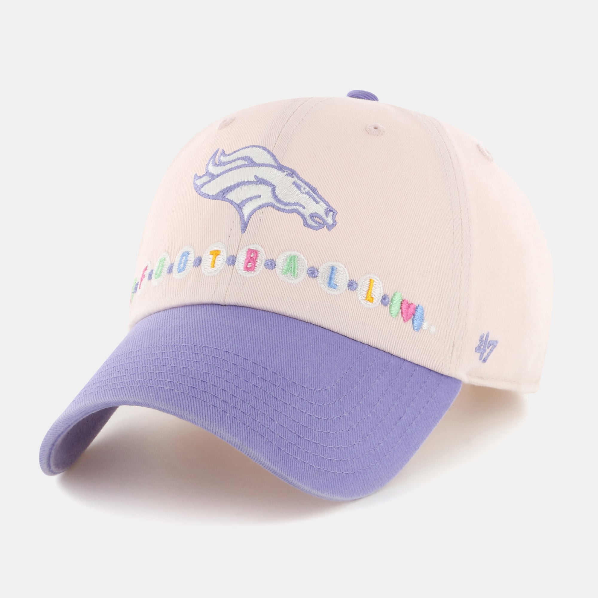 Chapeau ajustable Denver Broncos Friendship Clean Up pour tout-petit, rose clair/violet clair, numéro 47