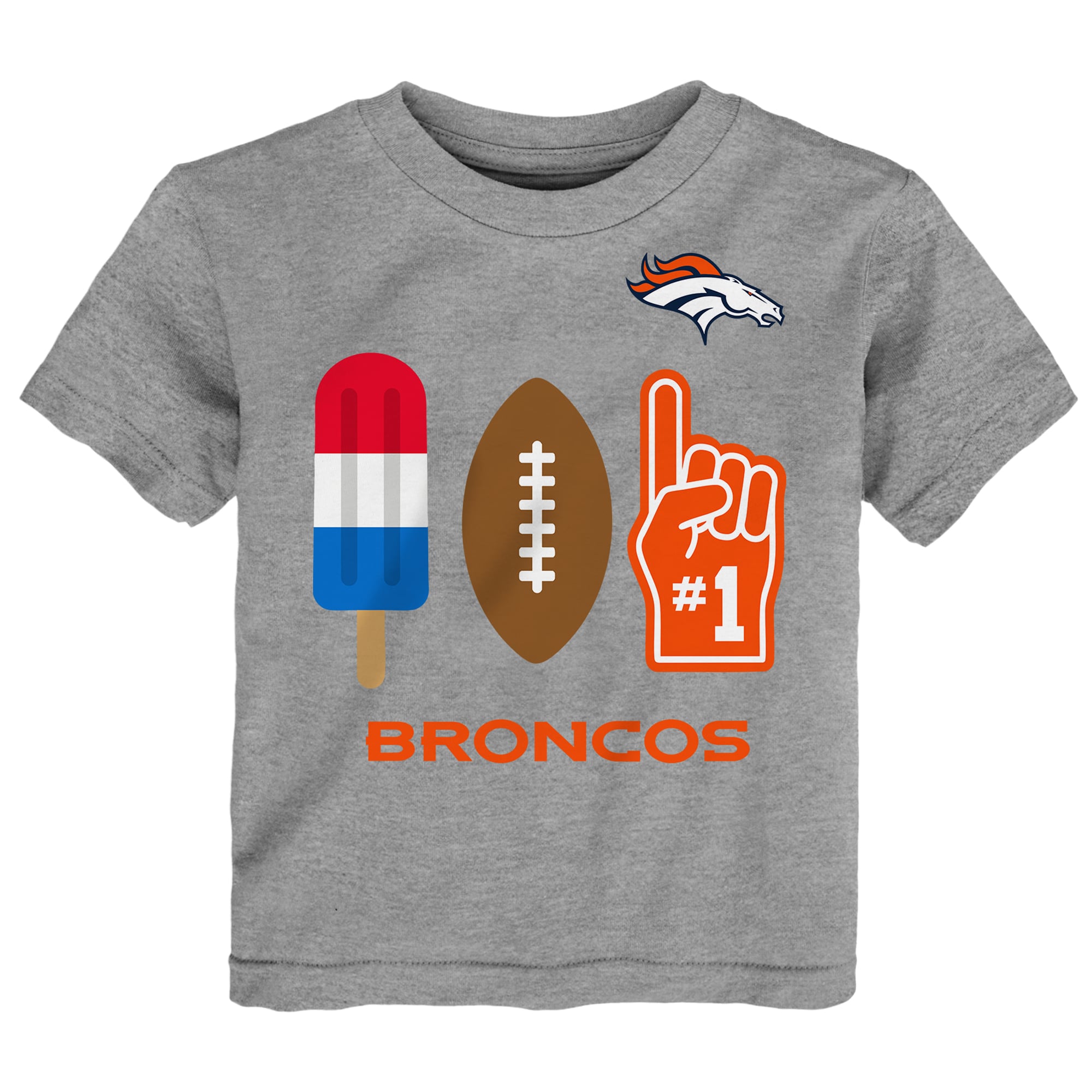 T-shirt pop américain Denver Broncos gris chiné pour tout-petit