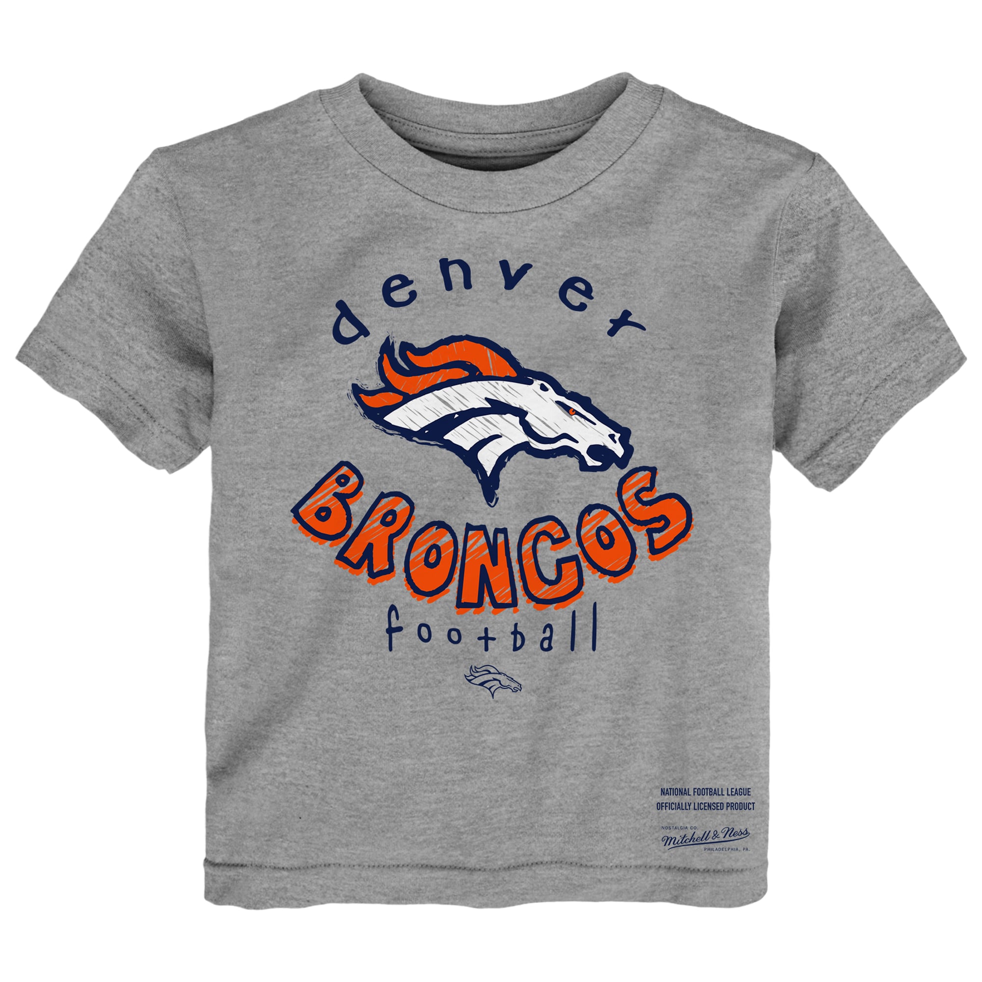 Toddler Mitchell & Ness Navy/Gray Denver Broncos Two-Pack Sketched Up T-Shirt Set
