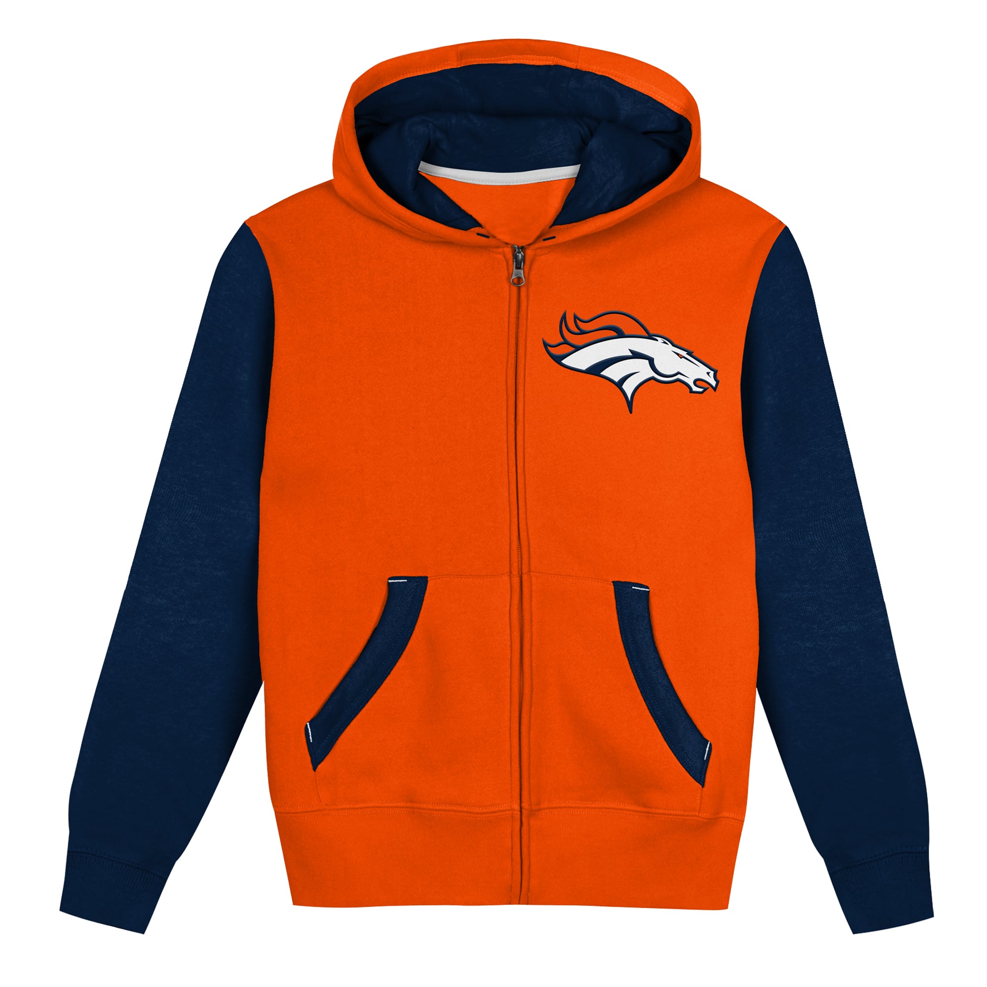 Sweat à capuche zippé Outerstuff orange/marine Denver Broncos Stadium pour tout-petit
