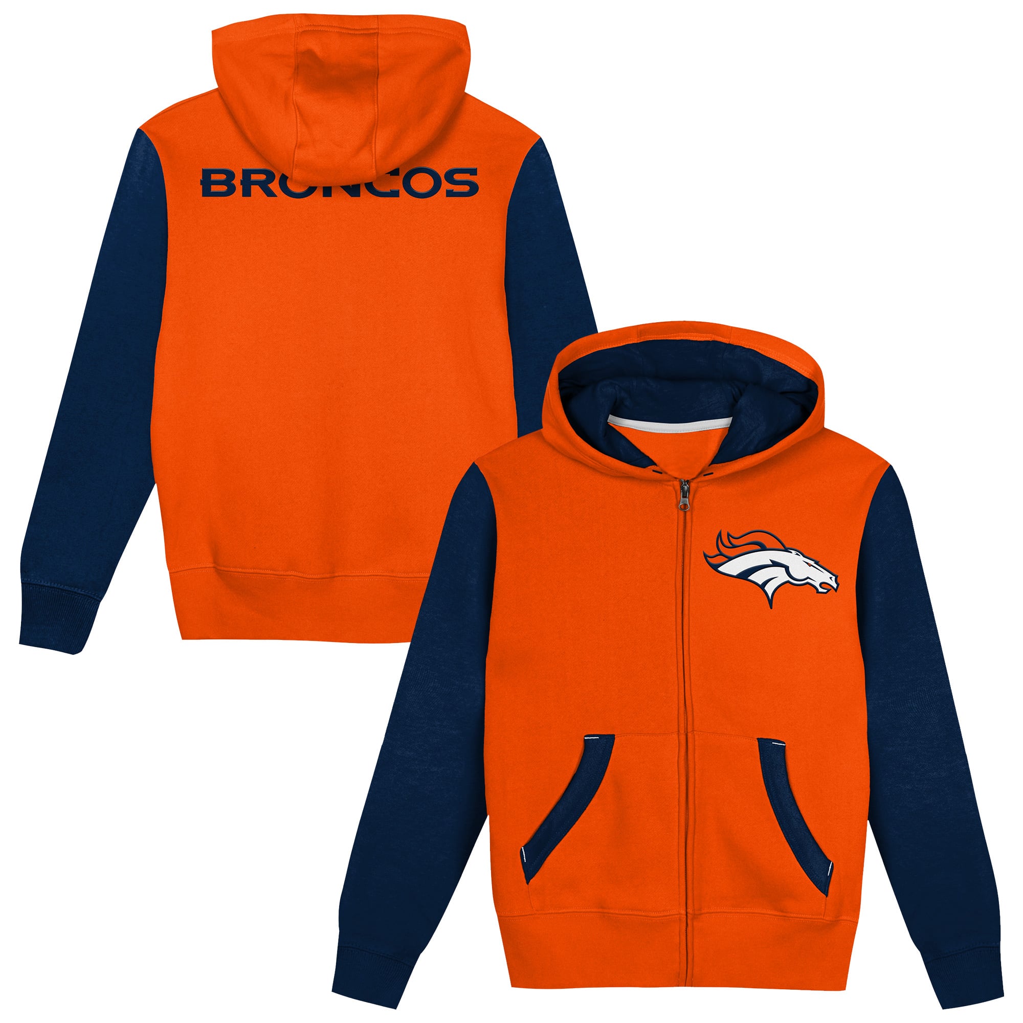 Toddler Outerstuff Orange/Navy Denver Broncos Stadium Colorblock Full-Zip Hoodie