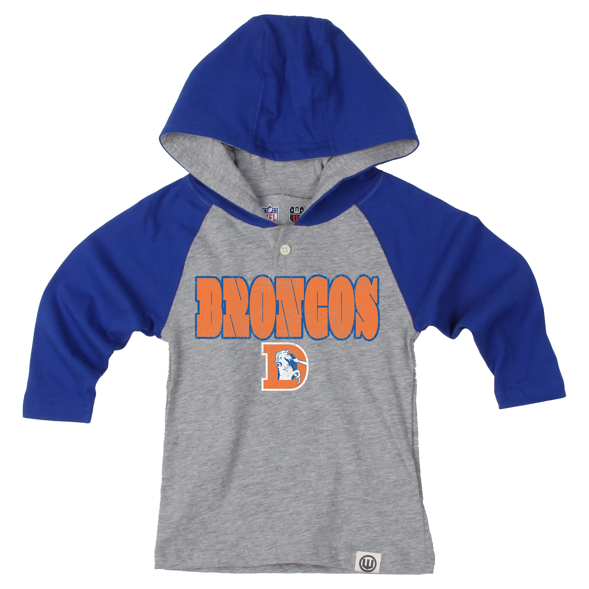 Toddler Wes & Willy Heather Gray/Royal Denver Broncos Henley Hoodie Sweatpants Set