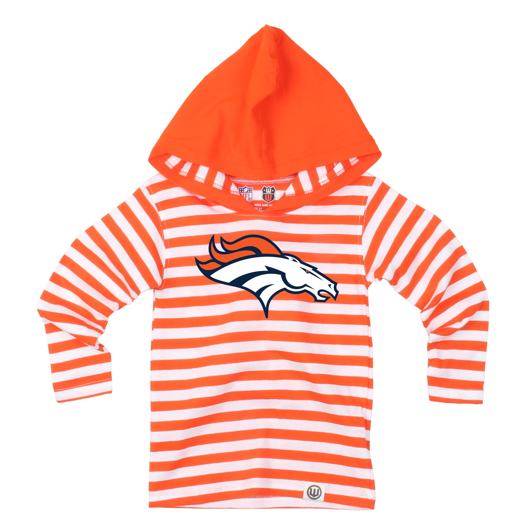 Ensemble pour tout-petit Wes & Willy orange Denver Broncos à rayures : haut manches longues et pantalon capuche.