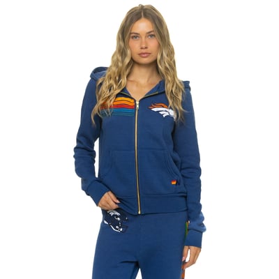 Denver Broncos Aviator Nation Unisex Tri-Blend Full-Zip Hoodie - Navy