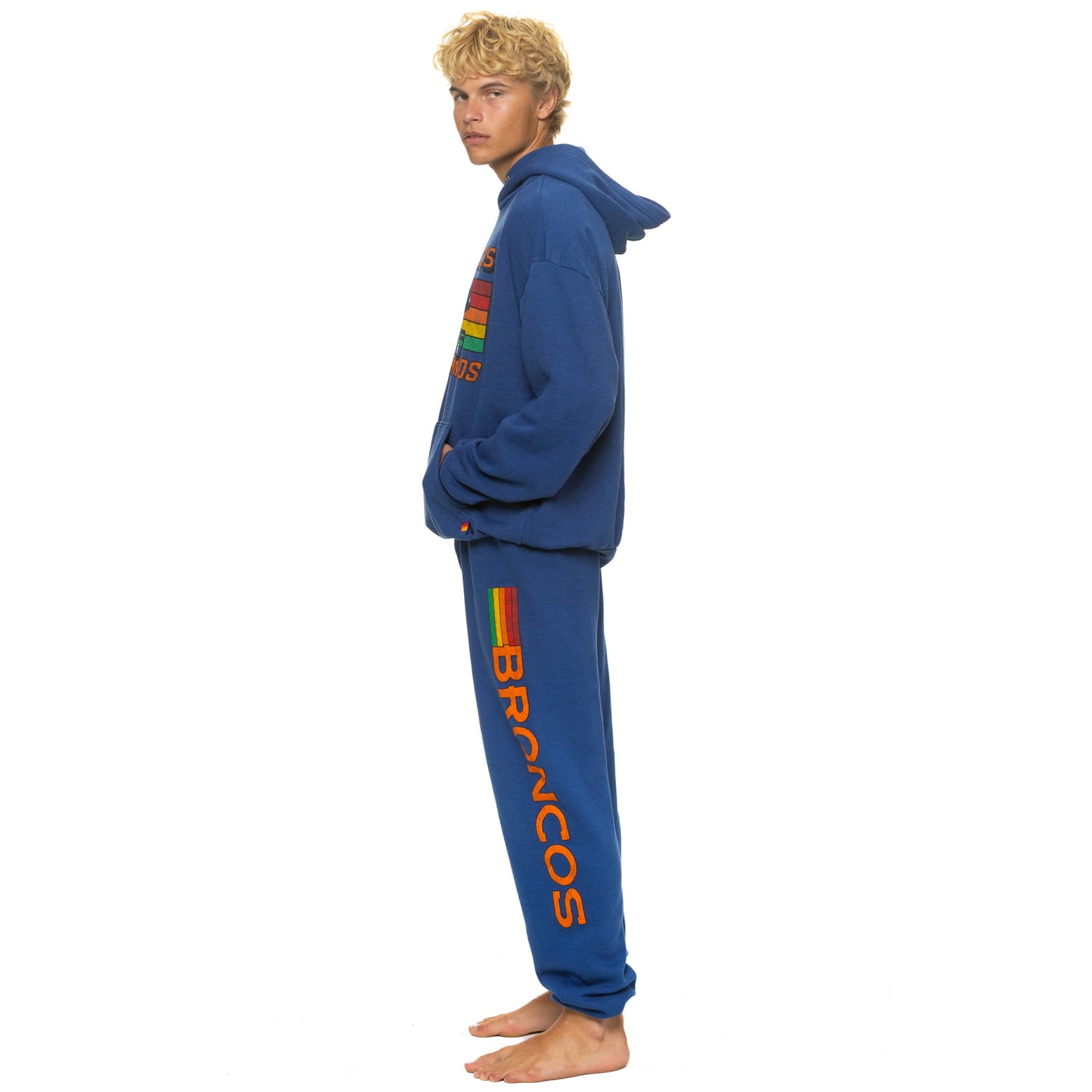 Pantalon de survêtement unisexe Aviator Nation bleu marine Denver Broncos en mélange trois matières