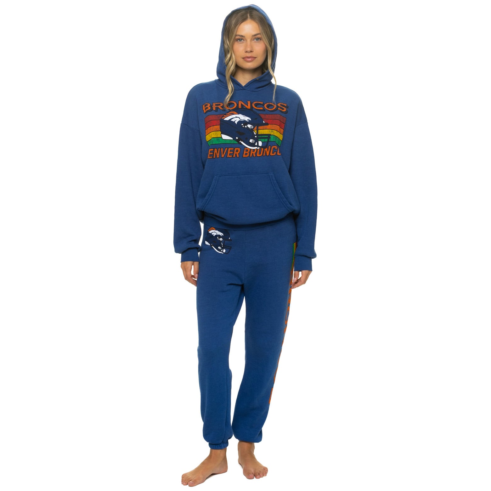 Pantalon de survêtement unisexe Aviator Nation bleu marine Denver Broncos en mélange trois matières