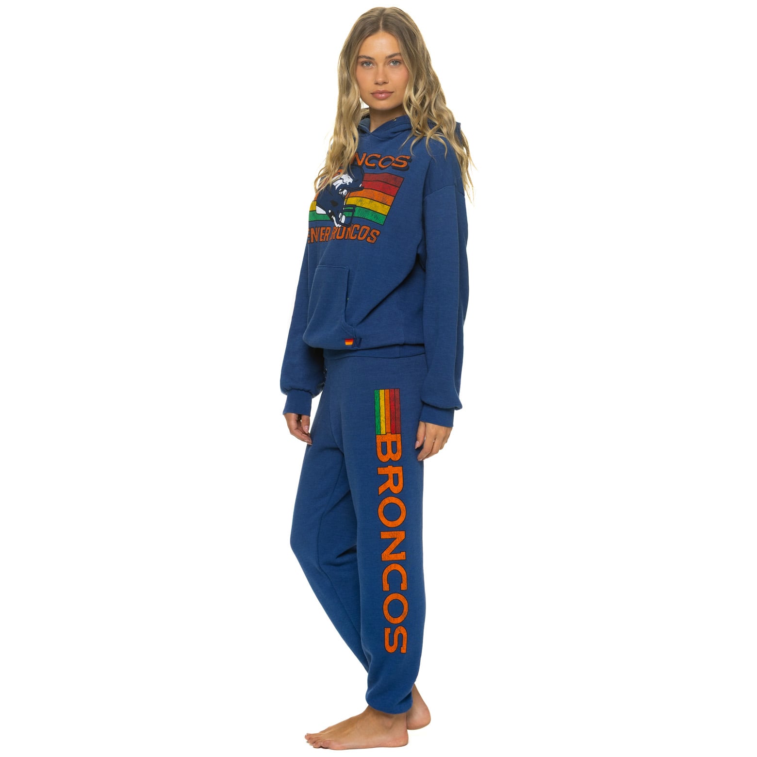 Pantalon de survêtement unisexe Aviator Nation bleu marine Denver Broncos en mélange trois matières