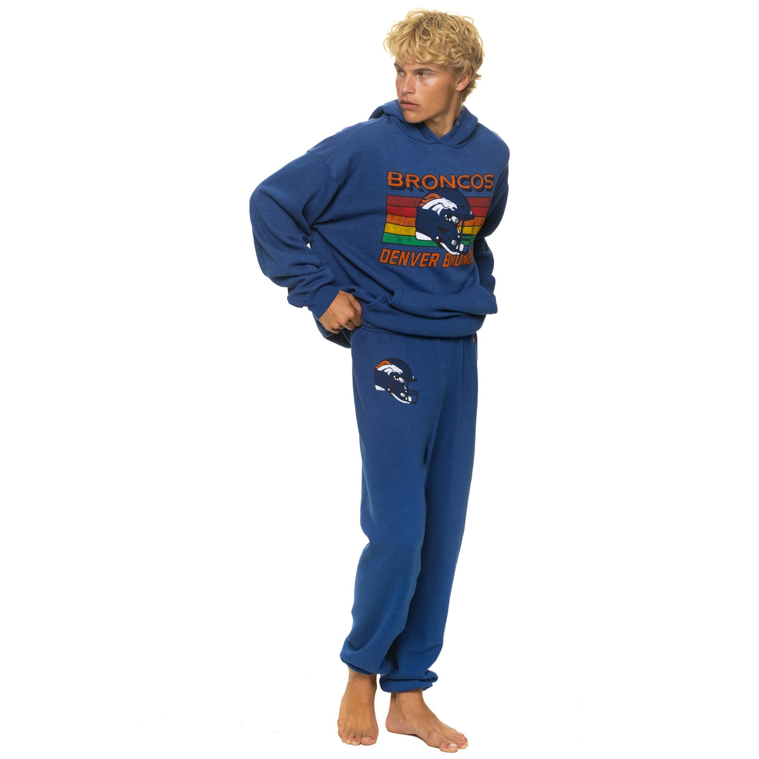 Pantalon de survêtement unisexe Aviator Nation bleu marine Denver Broncos en mélange trois matières