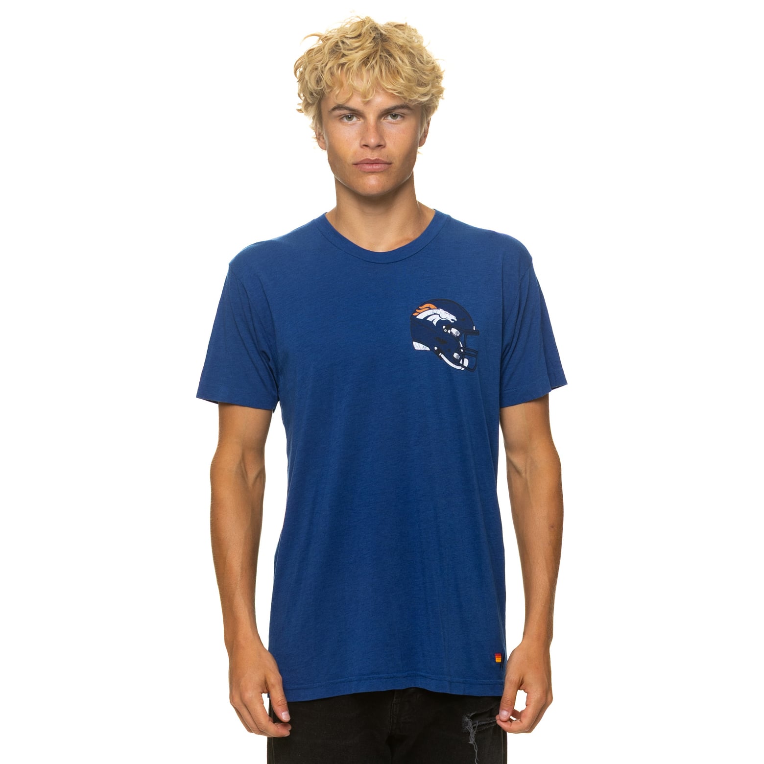 T-shirt unisexe Aviator Nation bleu marine Denver Broncos en mélange de trois matières
