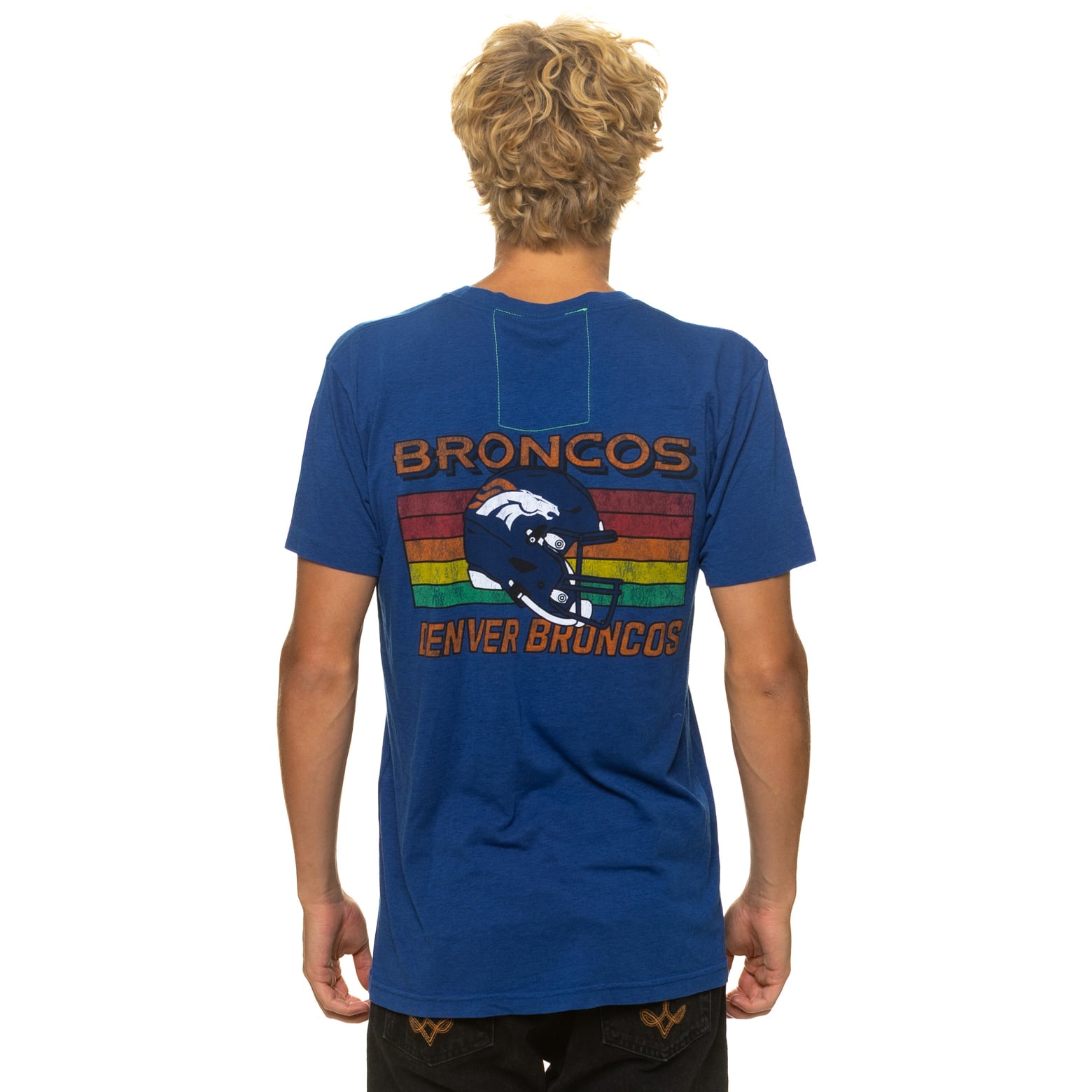 T-shirt unisexe Aviator Nation bleu marine Denver Broncos en mélange de trois matières