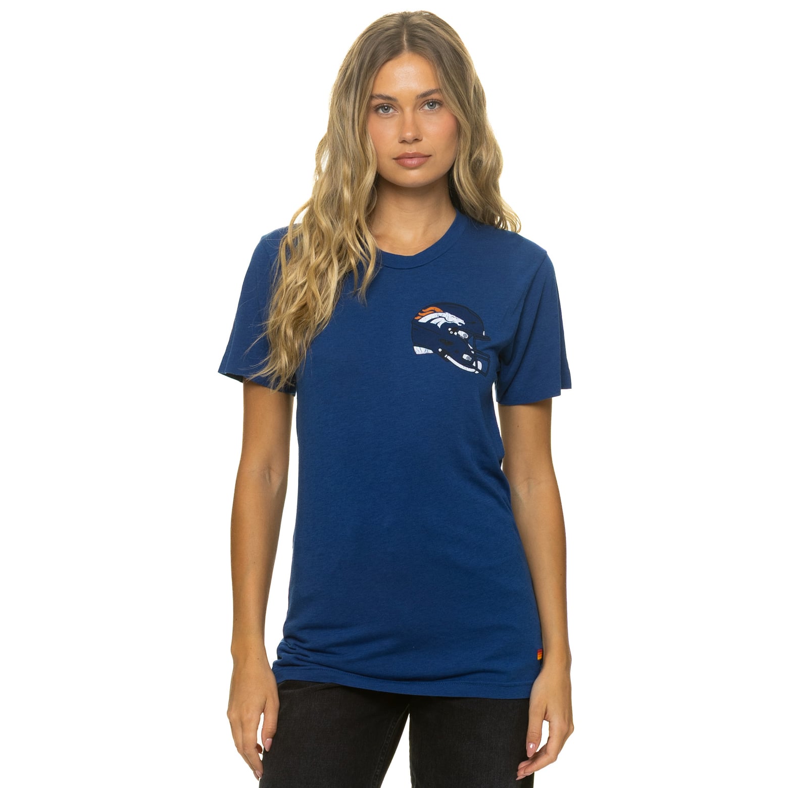 T-shirt unisexe Aviator Nation bleu marine Denver Broncos en mélange de trois matières