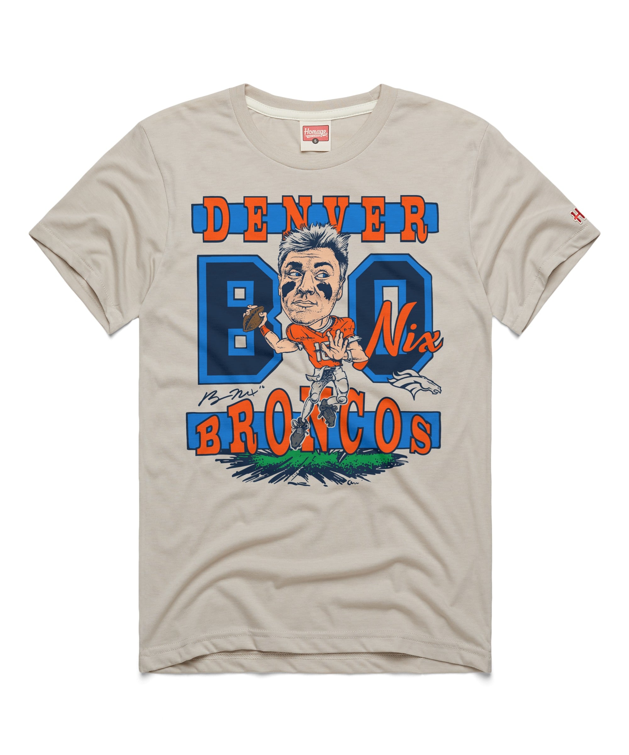Unisex Homage Bo Nix Stone Denver Broncos Caricature Player Graphic Tri-Blend T-Shirt