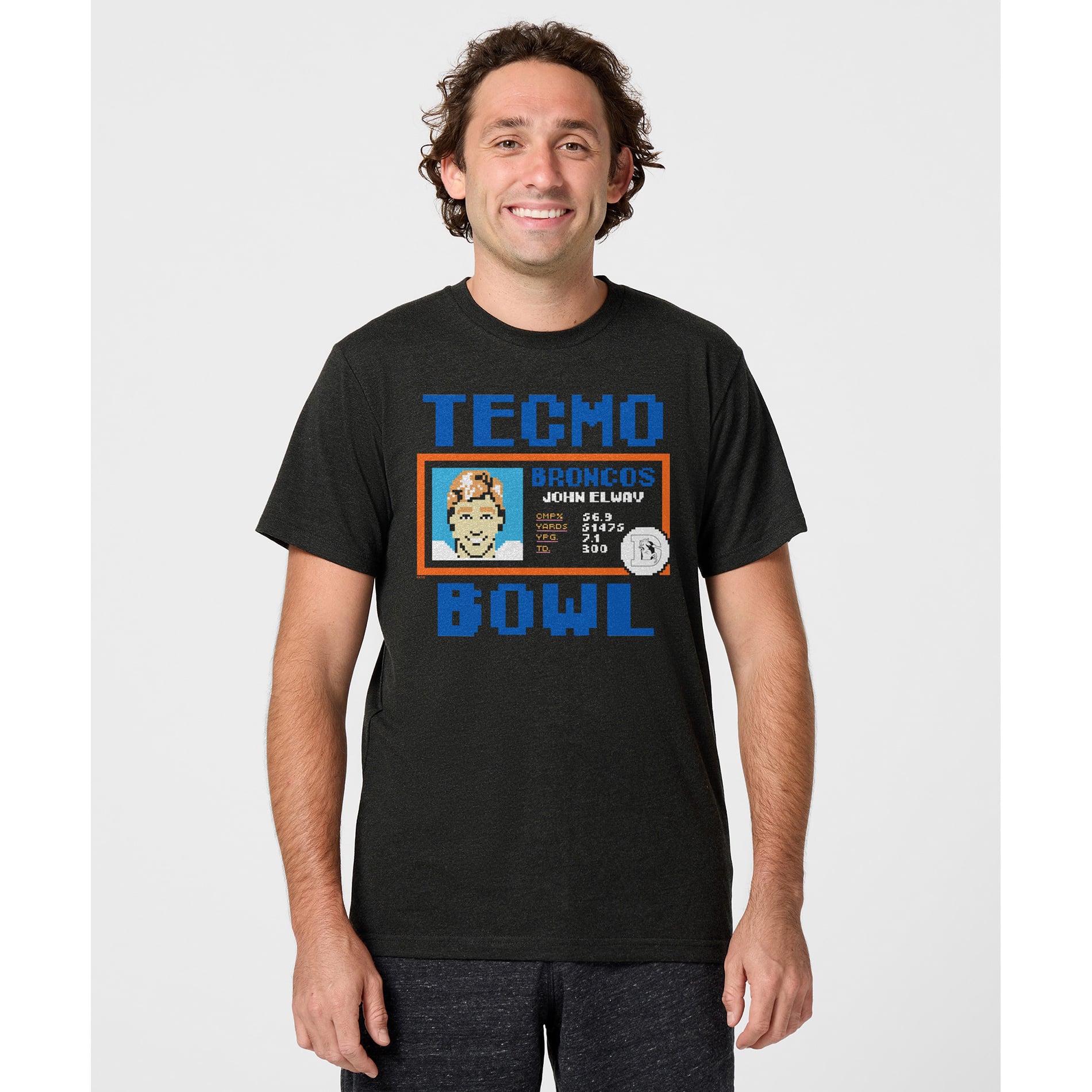 Unisex Homage John Elway Royal Denver Broncos Tecmo Bowl Retired Player Graphic Tri-Blend T-Shirt