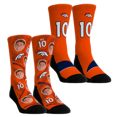 Bo Nix Denver Broncos Rock Em Unisex Player Football Guy Two-Pack Crew Sock Set