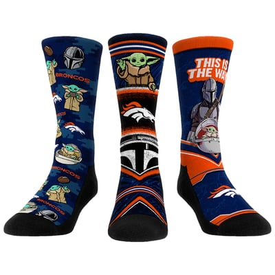  Denver Broncos Rock Em Unisex 3-Pack Mandalorian Crew Socks