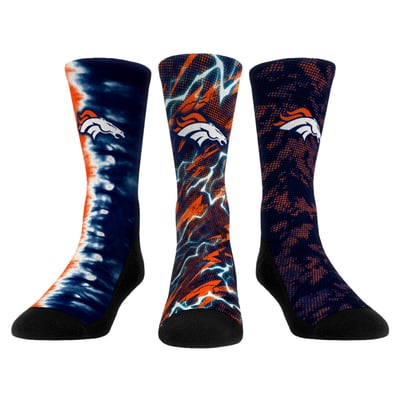 Denver Broncos Rock Em Unisex Team Tones Three-Pack Crew Socks