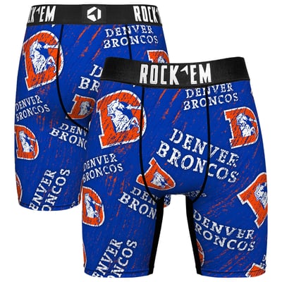  Denver Broncos Rock Em Unisex Throwback Logo Allover Boxer Briefs - Orange