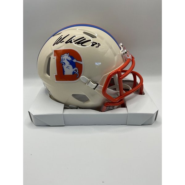 denver broncos nmini football helmet John Elway Signed Slate Alternate Speed Mini Gold Ink (JSA) completely new look to complement alternate uniforms the teams will be wearing Karl Mecklenburg Signed Denver Broncos