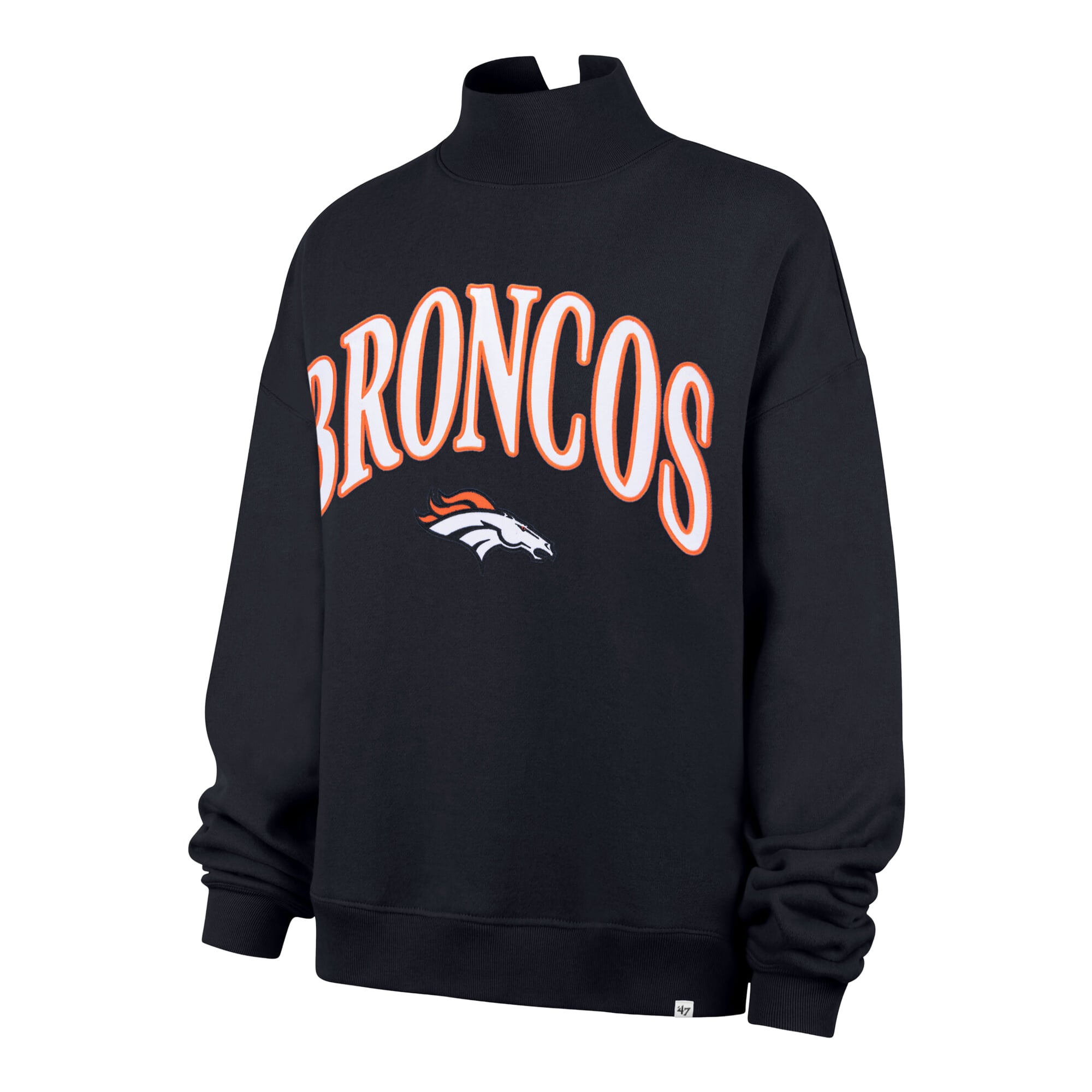 Sweat-shirt à col montant oversize Denver Broncos bleu marine « 47 » pour femme